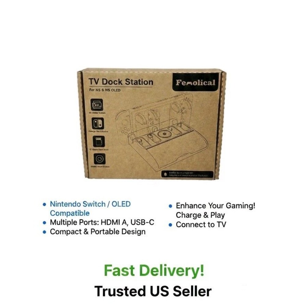 Femolical TV Dock Station for Nintendo Switch & OLED - 4K HDMI Output, Joycon